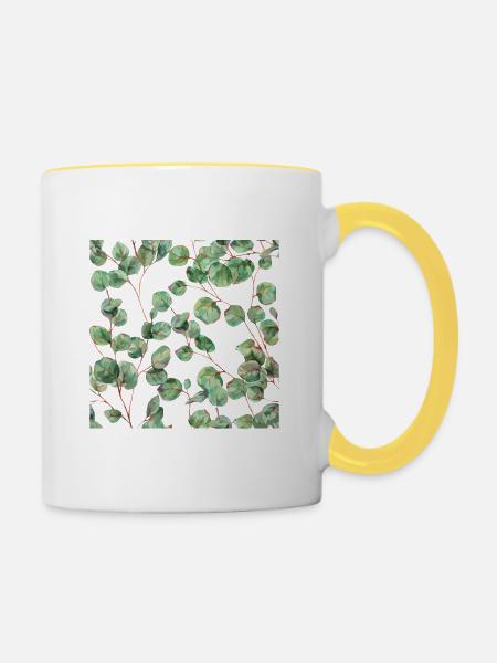 Green Eucalyptus Leaves - Tasse zweifarbig - Weiß/Gelb
