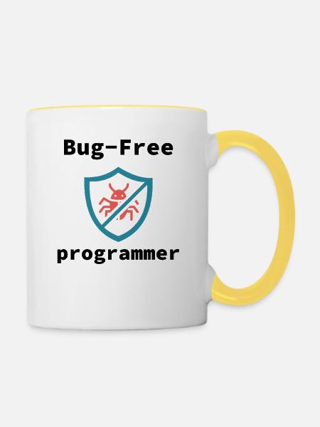 Bug-Free Programmer, Bug-Free Programming - Tasse zweifarbig - Weiß/Gelb