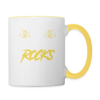Old School Rock - Tasse zweifarbig - Weiß/Gelb - Rechts