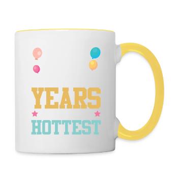 Anniversaire de 40 ans chaud - Mug contrasté - blanc/jaune - Droite