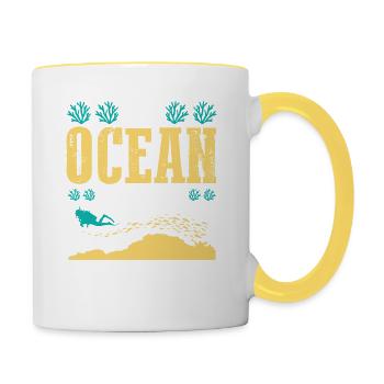 Plongée sous-marine - Mug contrasté - blanc/jaune - Droite