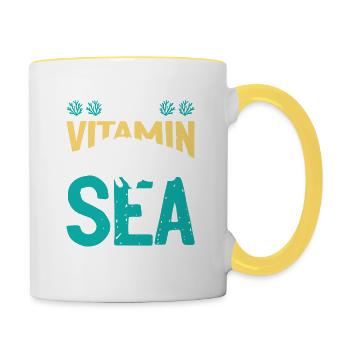 Diving diver vitamin - Contrasting Mug - white/yellow - Right