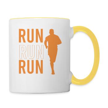 Sport de course - Mug contrasté - blanc/jaune - Droite