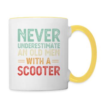 Never Underestimate An Old Man With A Scooter Gift - Contrasting Mug - white/yellow - Right