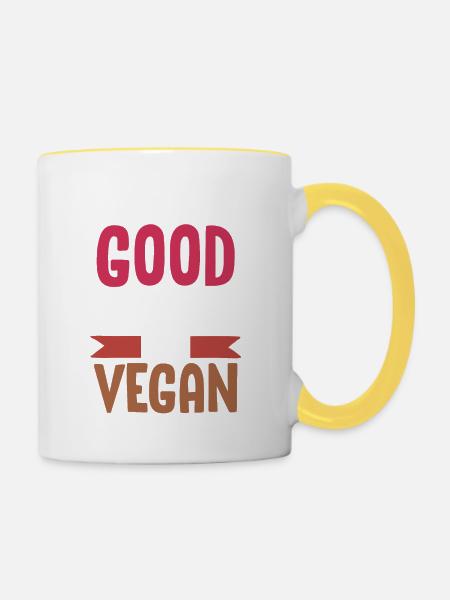Vegan Veganer - Tasse zweifarbig - Weiß/Gelb