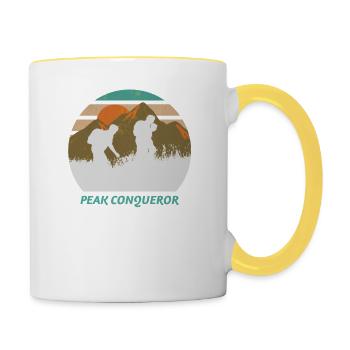 Peak Conqueror Hiking Hiker Hike Mountain Nature - Tasse zweifarbig - Weiß/Gelb - Rechts