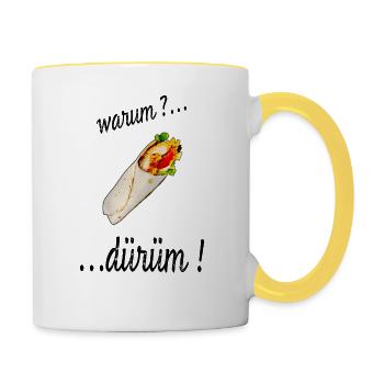 Warum - Dürüm - Tasse zweifarbig - Weiß/Gelb - Rechts
