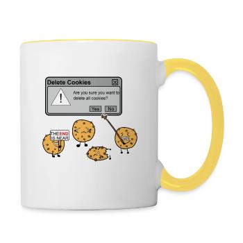 Cookies löschen Lustiger Internet Meme Browser - Tasse zweifarbig - Weiß/Gelb - Rechts