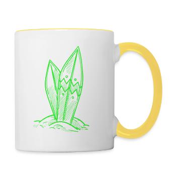 Surfbrett Surfing - Tasse zweifarbig - Weiß/Gelb - Rechts