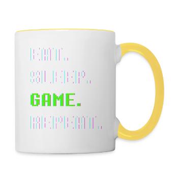 Eat Sleep Game Répéter - Mug contrasté - blanc/jaune - Droite