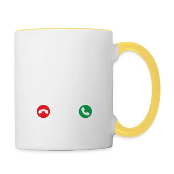 Cadeau de pêcheur, la pêche appelle et je dois y aller - Mug contrasté - blanc/jaune - Droite