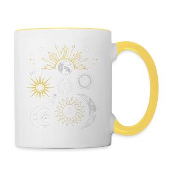 sun moon stars - muster - Tasse zweifarbig - Weiß/Gelb - Rechts