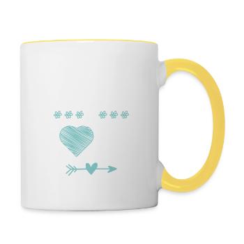 Gott Bibelvers Jesus liebe - Tasse zweifarbig - Weiß/Gelb - Rechts