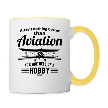 Pilote disant - Mug contrasté - blanc/jaune - Droite