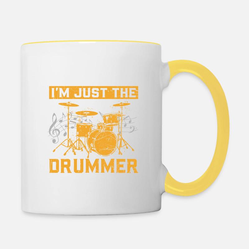 Don't Ask Me I'm Just The Drummer... Drummer - Tasse zweifarbig - Weiß/Gelb