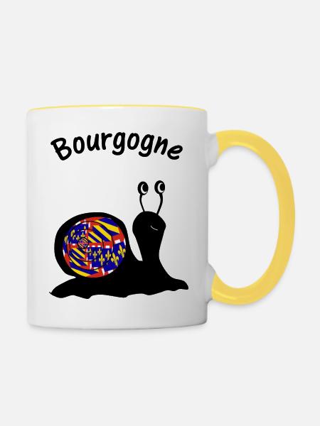 Schnecke Burgund - Tasse zweifarbig - Weiß/Gelb