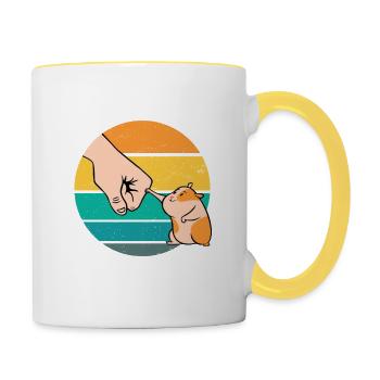 Beste Hamster Papa jemals lustige Hamster Besitzer Geschenk - Tasse zweifarbig - Weiß/Gelb - Rechts