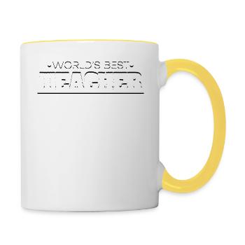 Worlds Best Teacher Meilleur professeur du monde - Mug contrasté - blanc/jaune - Droite