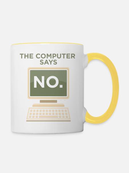 TECH GEEK: Computer Says No - Tasse zweifarbig - Weiß/Gelb