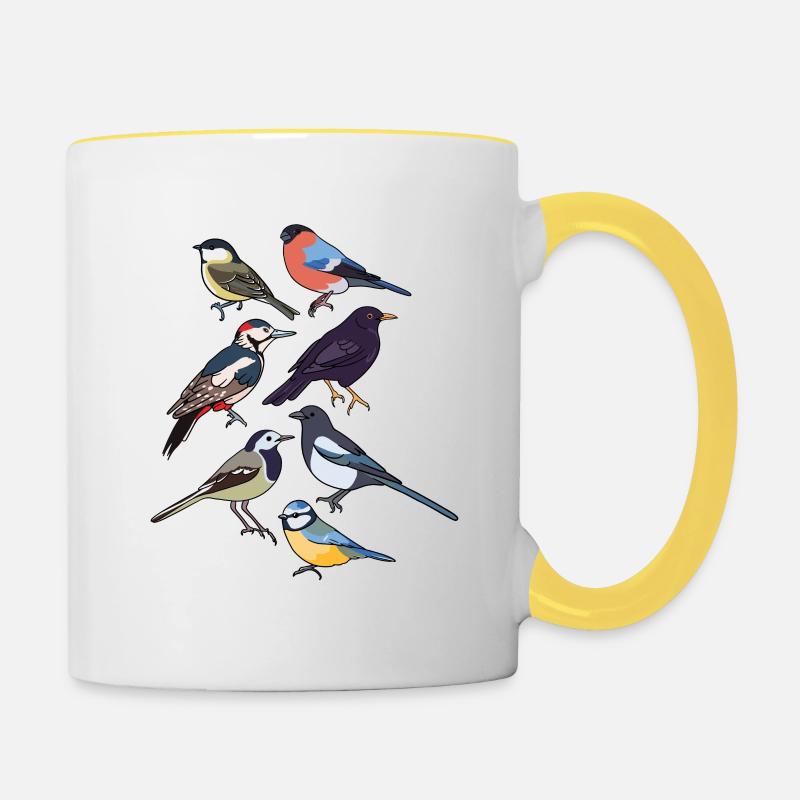 Garden birds birds - Contrasting Mug - white/yellow