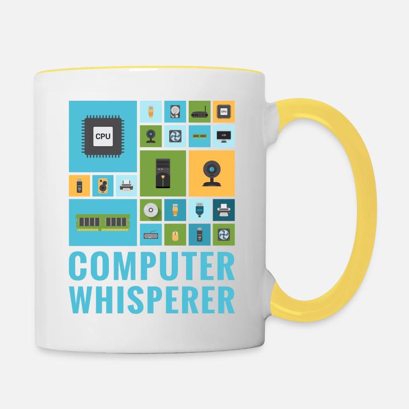 Computer Whisperer Lustiger IT Tech Support Helpdesk - Tasse zweifarbig - Weiß/Gelb