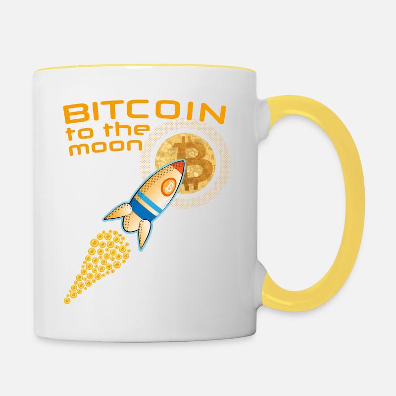 fuse blue bitcoin moon - Contrasting Mug - white/yellow