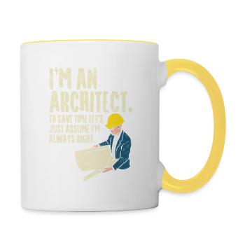 Architekt Architektur Geschenk - Tasse zweifarbig - Weiß/Gelb - Rechts