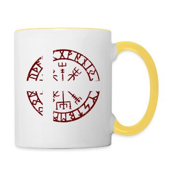 VEGVVISIR DENMARK - Wikinger Kompass - Tasse zweifarbig - Weiß/Gelb - Rechts