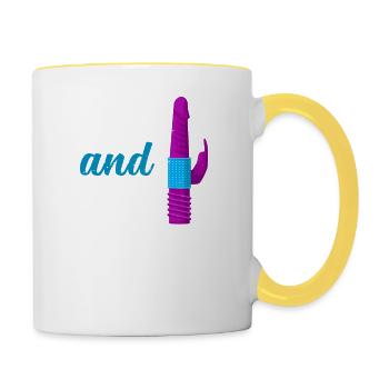 BDSM Bondage Sex Anal Plug Dildo Vibrator Sub - Tasse zweifarbig - Weiß/Gelb - Rechts
