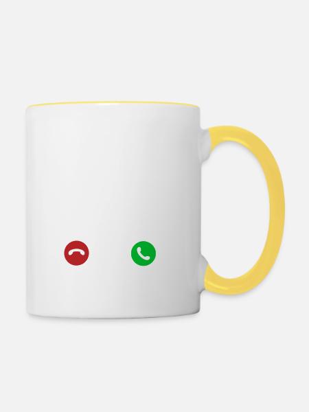 Mein Wohnwagen ruft - ich muss zum campen - Tasse zweifarbig - Weiß/Gelb