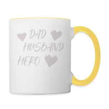 Papa mari héros I modèle de rôle papa mari - Mug contrasté - blanc/jaune - Droite