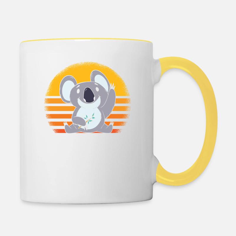 Koalabär Retro - Tasse zweifarbig - Weiß/Gelb