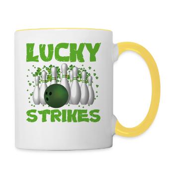 Lucky strikes bowling team - Mug contrasté - blanc/jaune - Droite