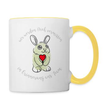 Adieu collègues, vous nous manquerez - Mug contrasté - blanc/jaune - Droite