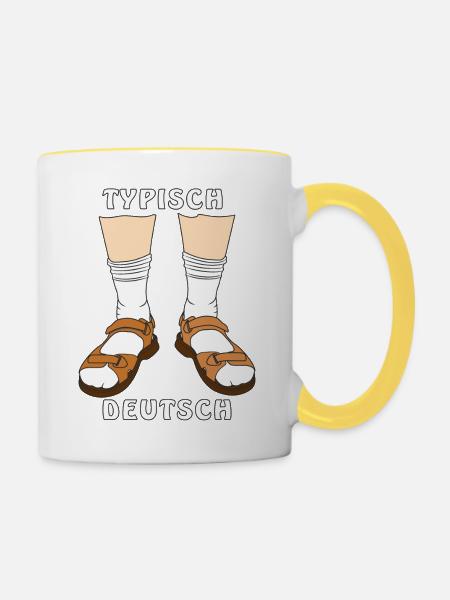 TYPISCH DEUTSCH - Tasse zweifarbig - Weiß/Gelb