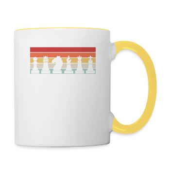 Schach Schachfiguren Retro Geschenk - Tasse zweifarbig - Weiß/Gelb - Rechts