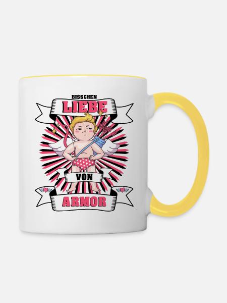 Liebe von Armor - Tasse zweifarbig - Weiß/Gelb