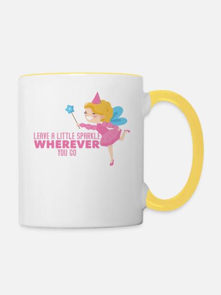 Fee Elfe Märchen - Tasse zweifarbig - Weiß/Gelb