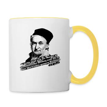 Carl Gauss Deutscher Mathematiker Physiker Mathe - Tasse zweifarbig - Weiß/Gelb - Rechts