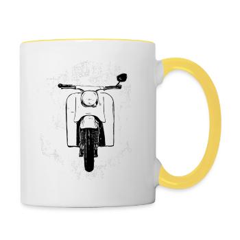 Schwalbe KR51 / Schwalbenfahrer / Ostalgie / Mofa - Tasse zweifarbig - Weiß/Gelb - Rechts
