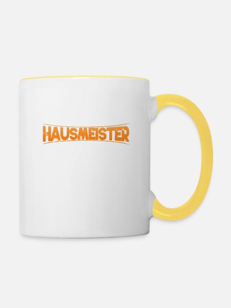 Hausmeister Handwerker Handwerk Geschenk Herren - Tasse zweifarbig - Weiß/Gelb
