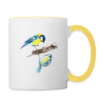 Birds - Tasse zweifarbig - Weiß/Gelb - Rechts