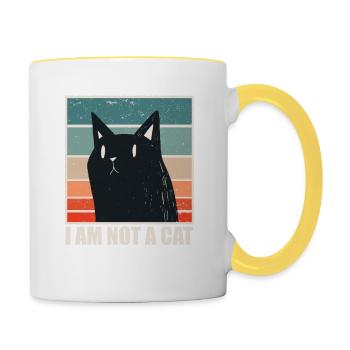 Funny Meme for I am not a Cat - Contrasting Mug - white/yellow - Right