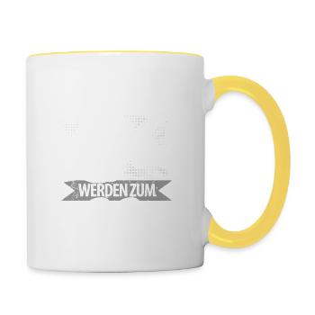 Zum Papa Befördert Vater Papa Vatertag Geschenk - Tasse zweifarbig - Weiß/Gelb - Rechts