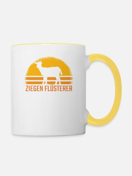 Ziegen Flüsterer Ziege Retro - Tasse zweifarbig - Weiß/Gelb