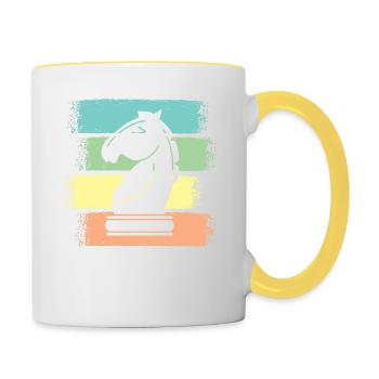 Chess Horse Chess Pieces Retro - Contrasting Mug - white/yellow - Right