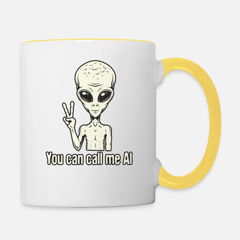 Alien Area Roswell Ufo cadeau - Mug contrasté - blanc/jaune