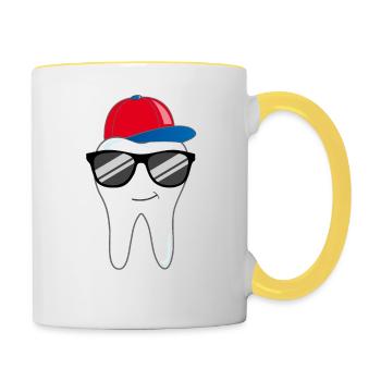 Drôle de dents dentistes cadeau - Mug contrasté - blanc/jaune - Droite