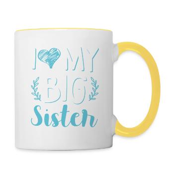 love big sister baby - Contrasting Mug - white/yellow - Right