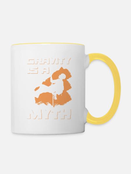 bouldern klettern spruch - Tasse zweifarbig - Weiß/Gelb